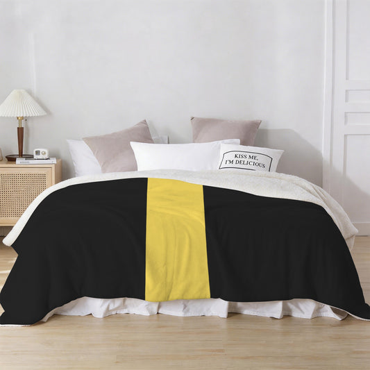 Thin Gold Line Flag Inspired Sherpa Fleece Blanket 90" x 108" | Prtinted in the USA
