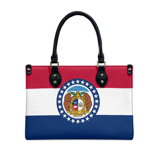 [Brand] handbag featuring the Missouri flag design and emblem.