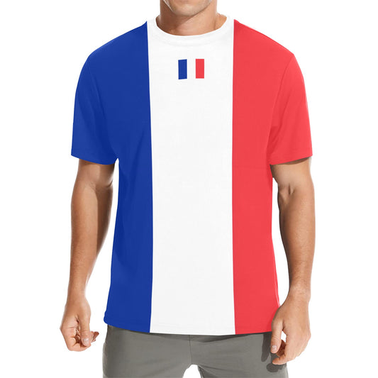 France Flag Men's Crew Neck T-Shirt (Made in USA)
