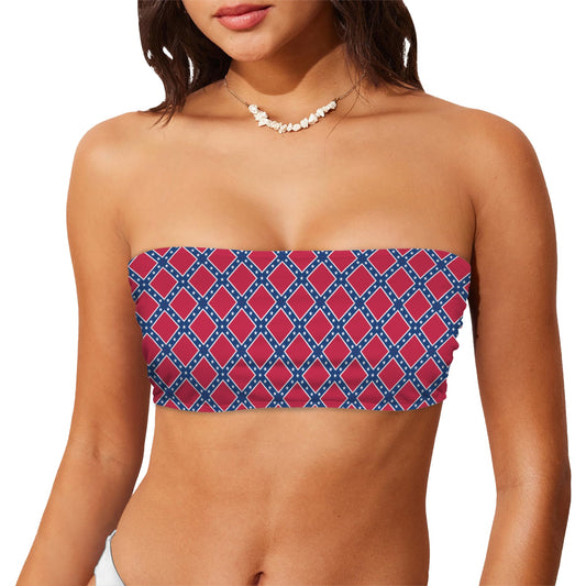Confederate States Battle Flag Inspired Pattern Chest Wrap Bikini Top (Model S36)