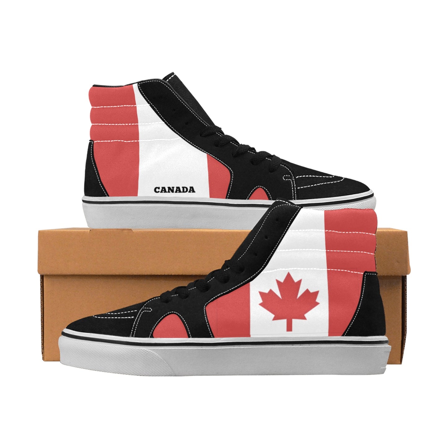 Canada Flag Inspired Women's High Top Canvas Shoes