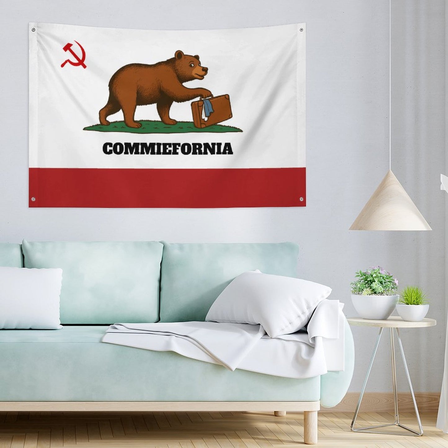 "Commiefornia" (California) Flag Inspired Wall Mount Flag with Four Grommets (35x59 in)