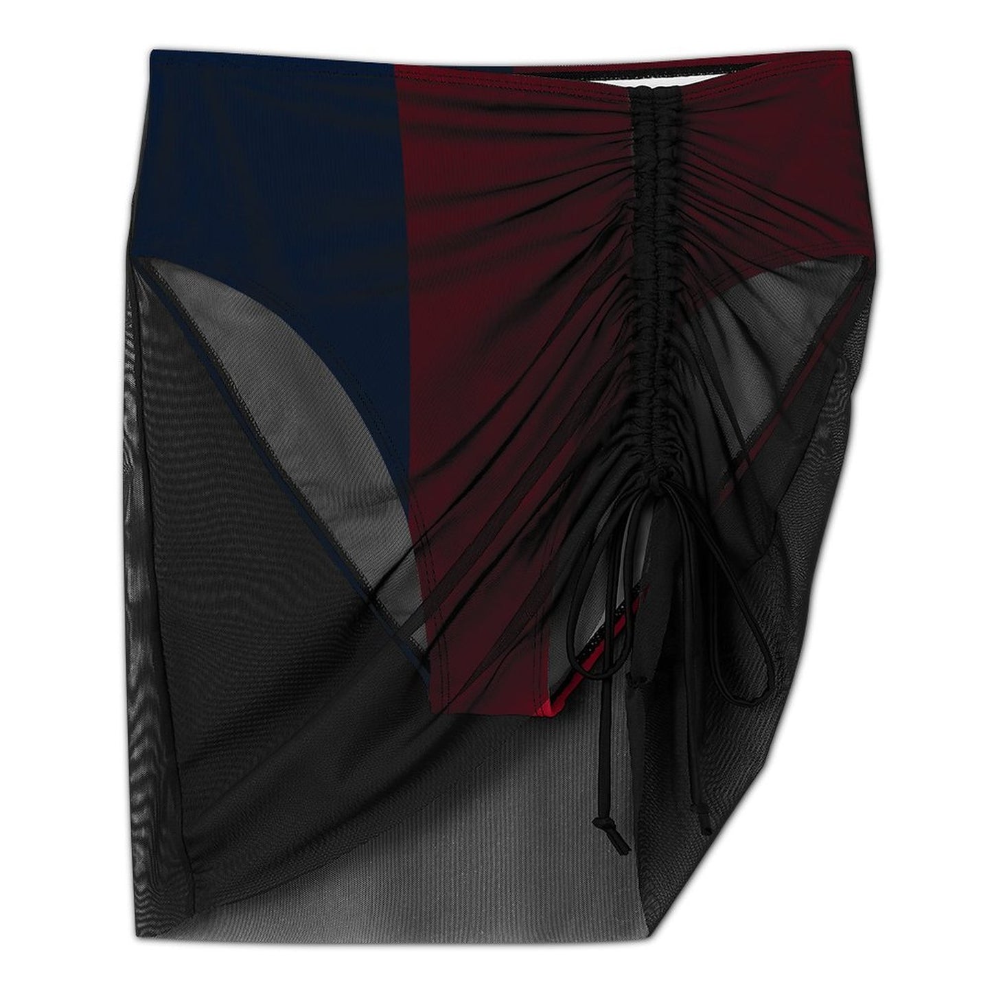 Texas Flag Inspired Women's Mesh Drawstring Skirt and Swimsuit Set