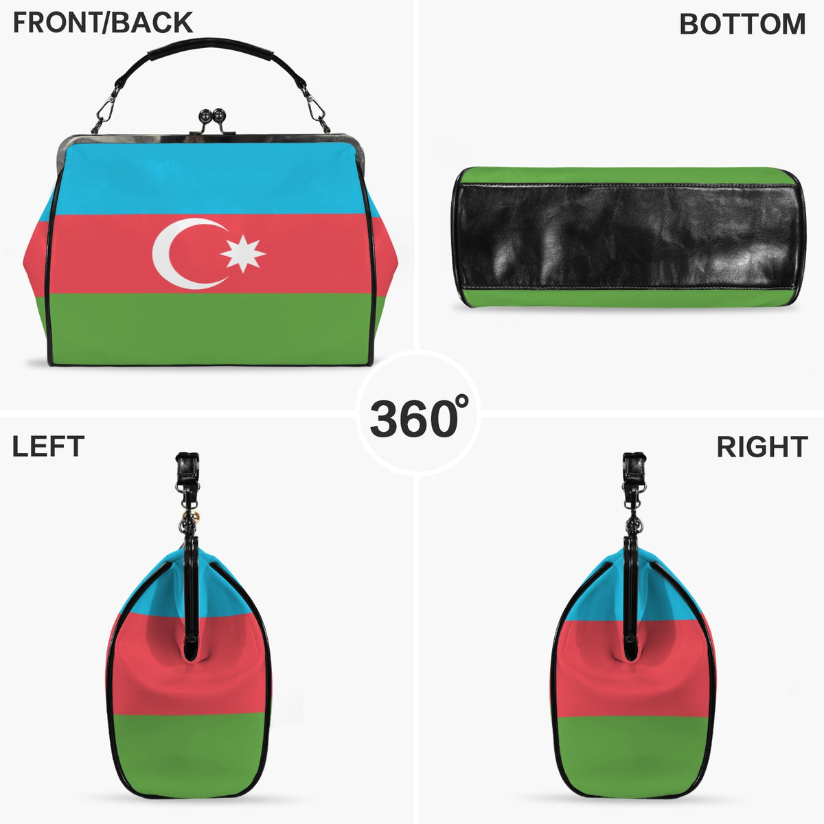 Azerbaijan Flag Inspired Kisslock Crossbody Shoulder Bag-Large (Model 1752)