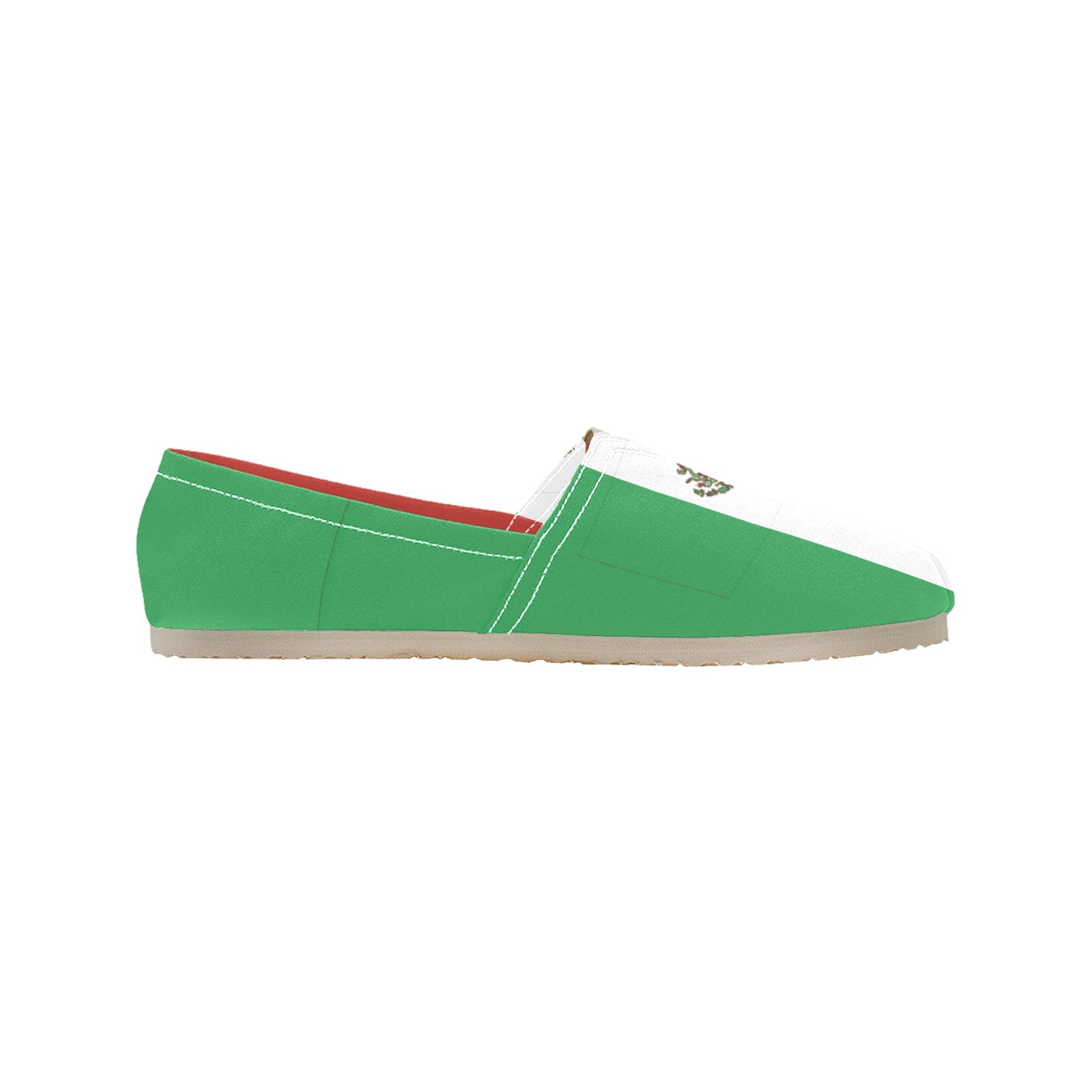 Green and white casual slip-on shoe by [Brand].