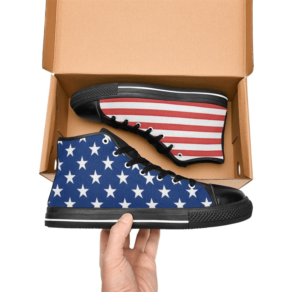 USA/American Flag Inspired Kid's High Top Canvas Shoes