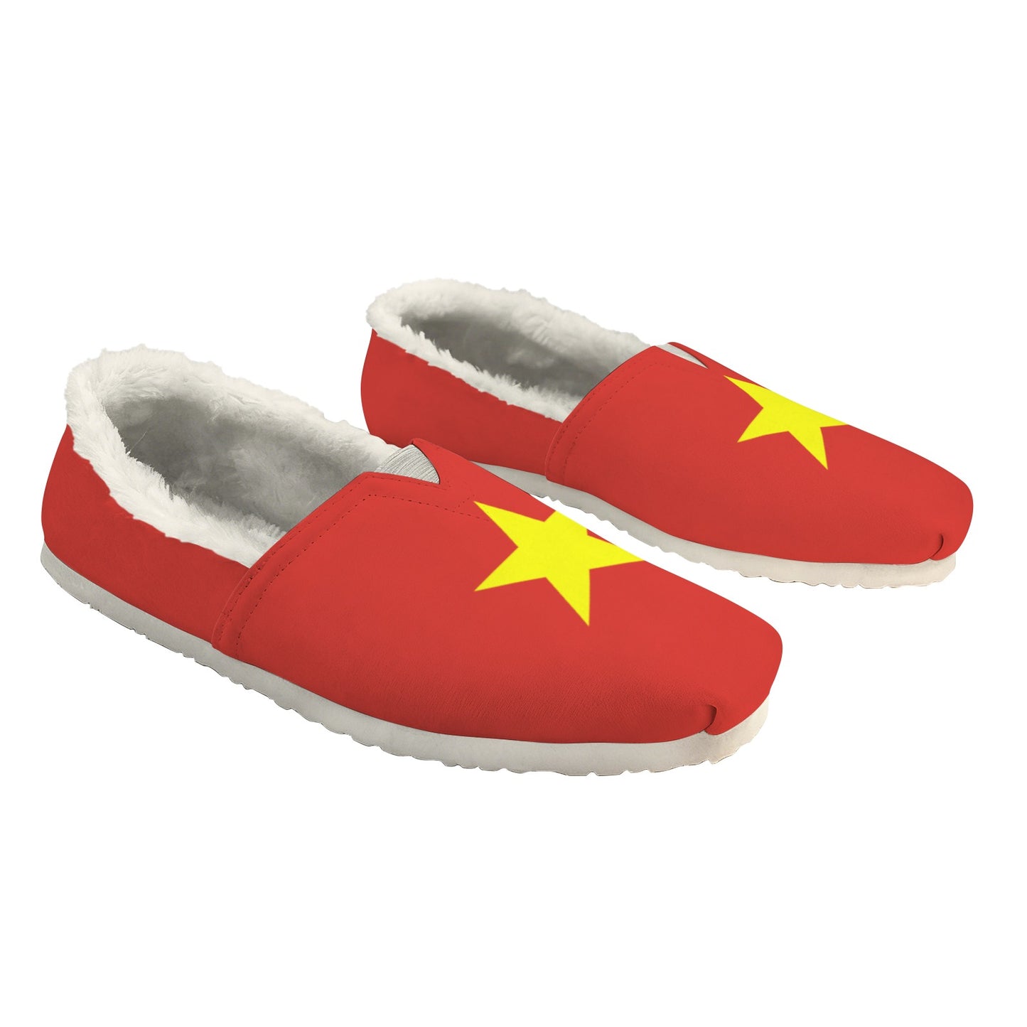 Vietnam Flag Inspired Women's Fleece-Lined Canvas Slip-On