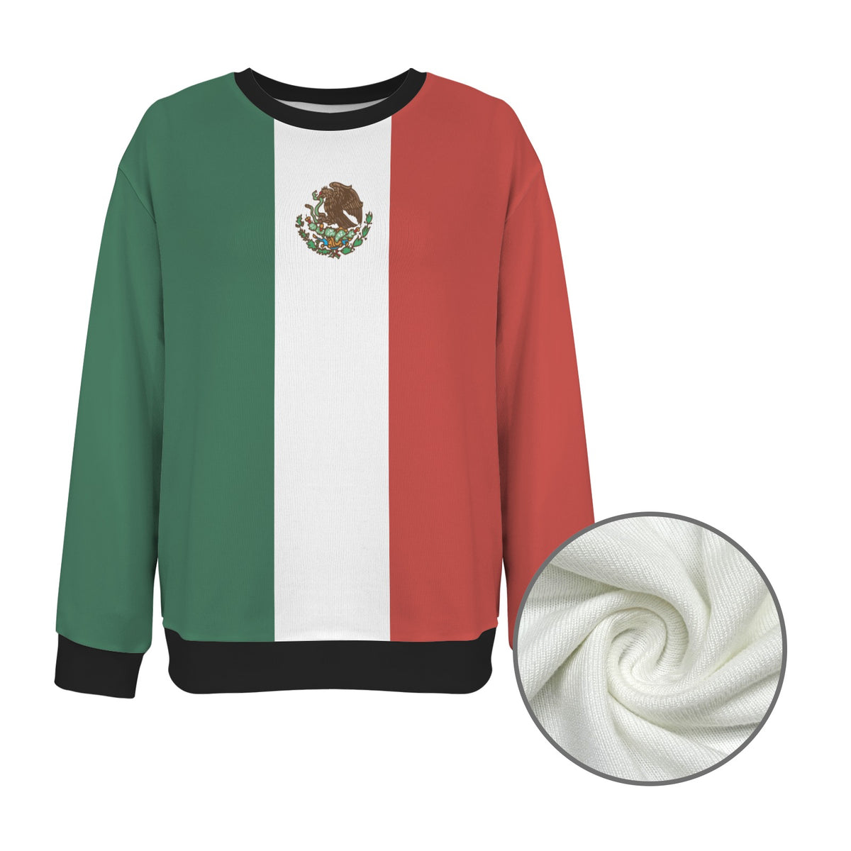 Mexico Flag Inspired Women's Crew Neck Sweater Printed in the USA