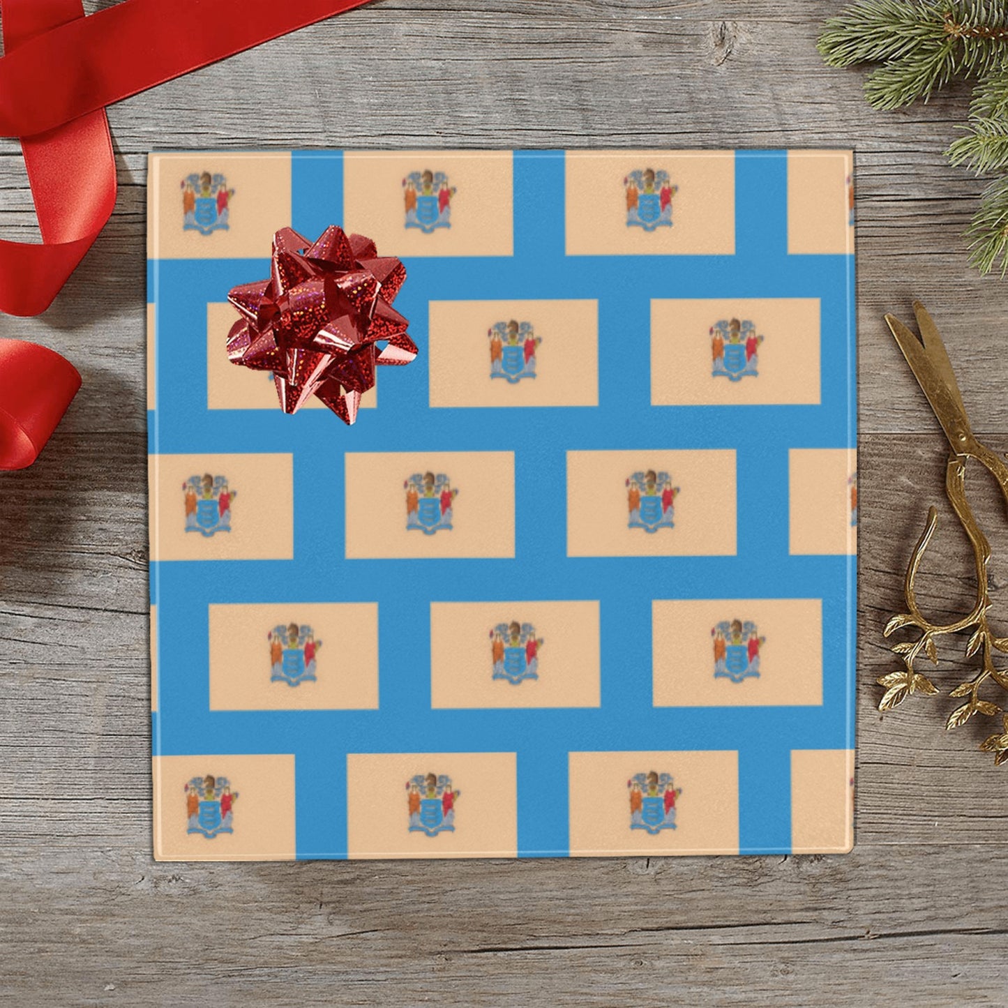 New Jersey Flag Inspired Custom Gift Wrapping Paper 58"x 22.5" (4 Rolls)