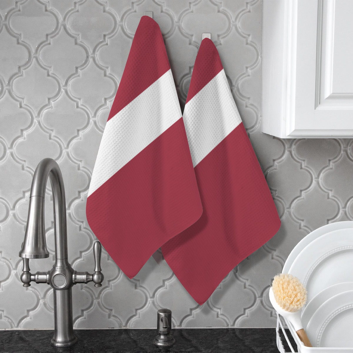 Latvia Flag Inspired Kitchen Towel 40X60cm (Pack of 2) | Printed In the USA