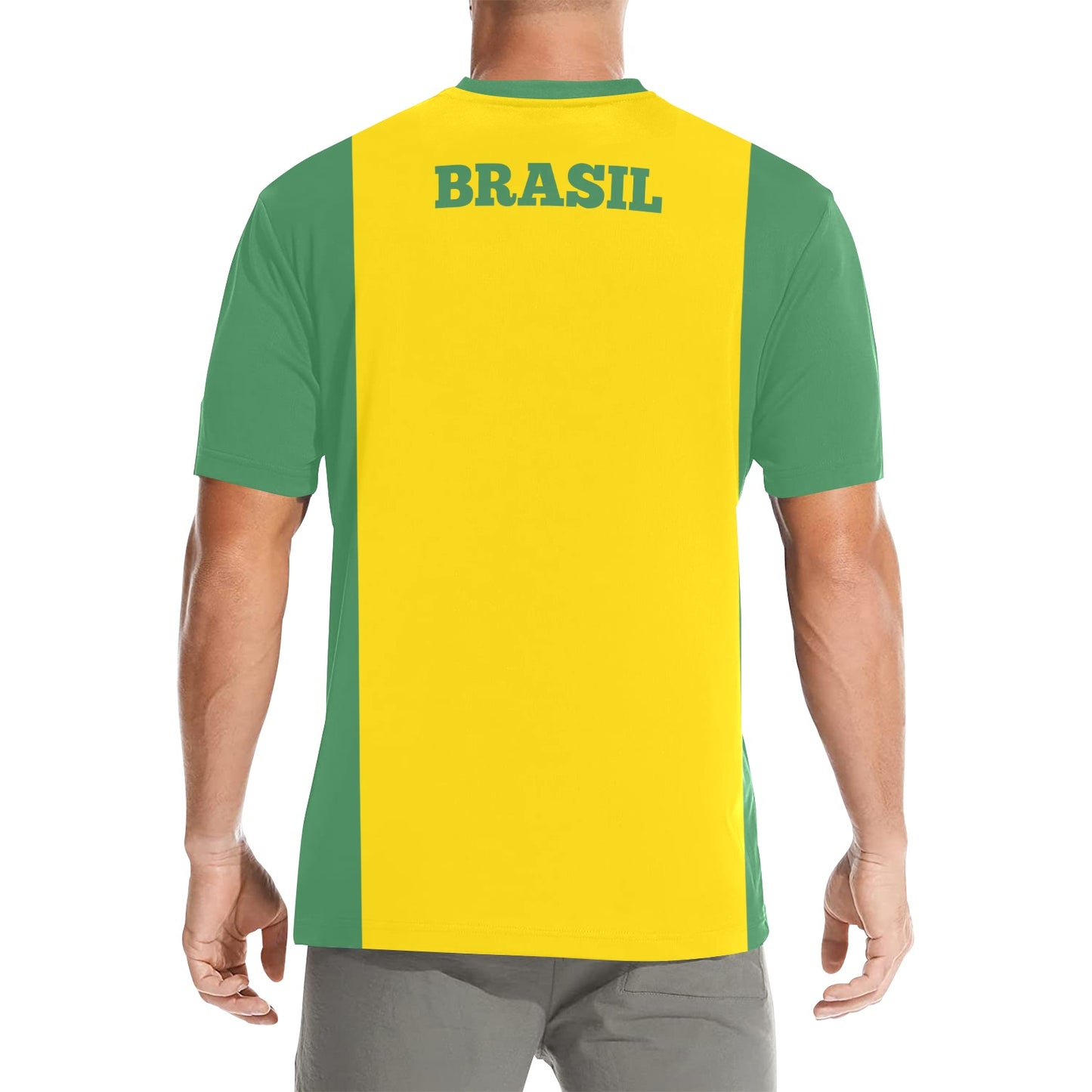 Brasil Flag Men's Crew Neck T-Shirt (Made in USA)