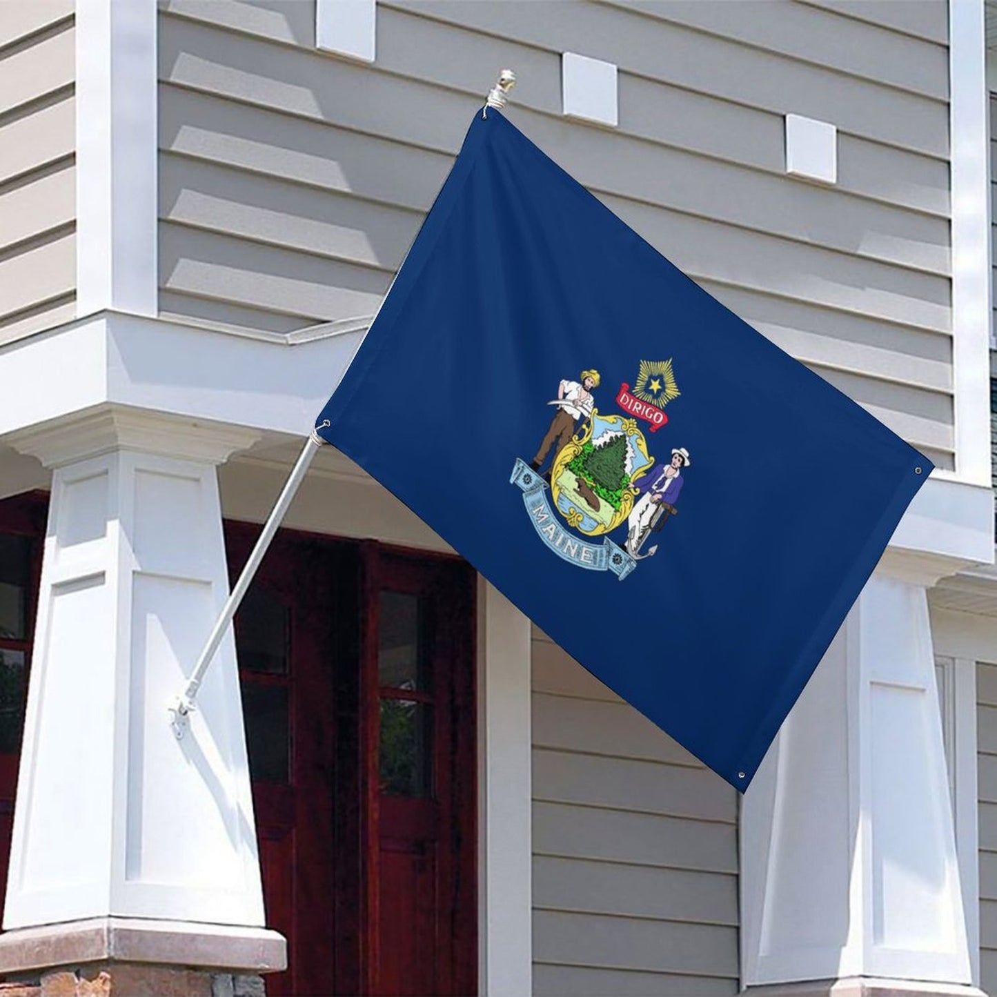 Maine Flag Inspired Wall Mount Flag with Four Grommets (35x59 in)