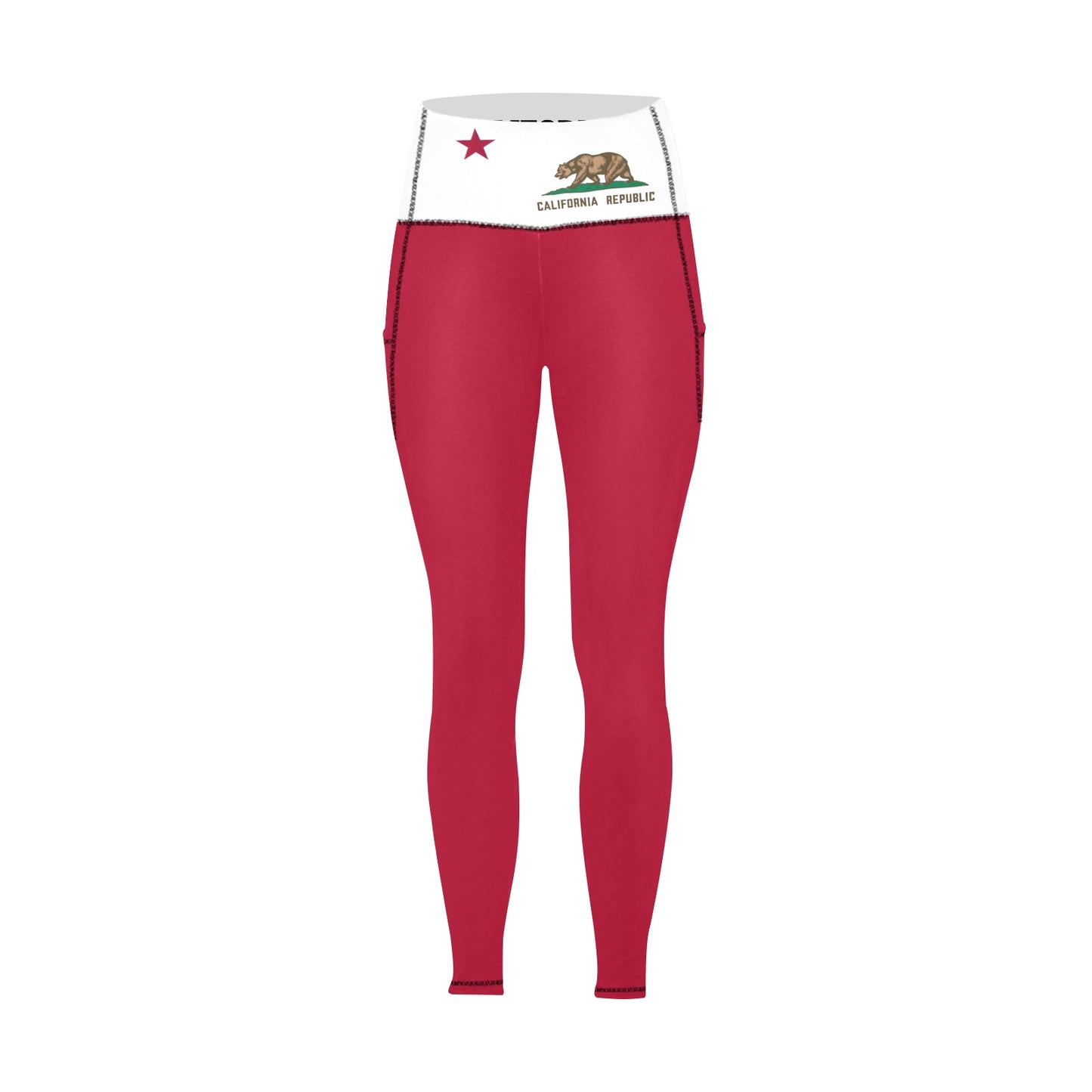 California Flag Inspired Women’s High Waist Leggings with Pockets