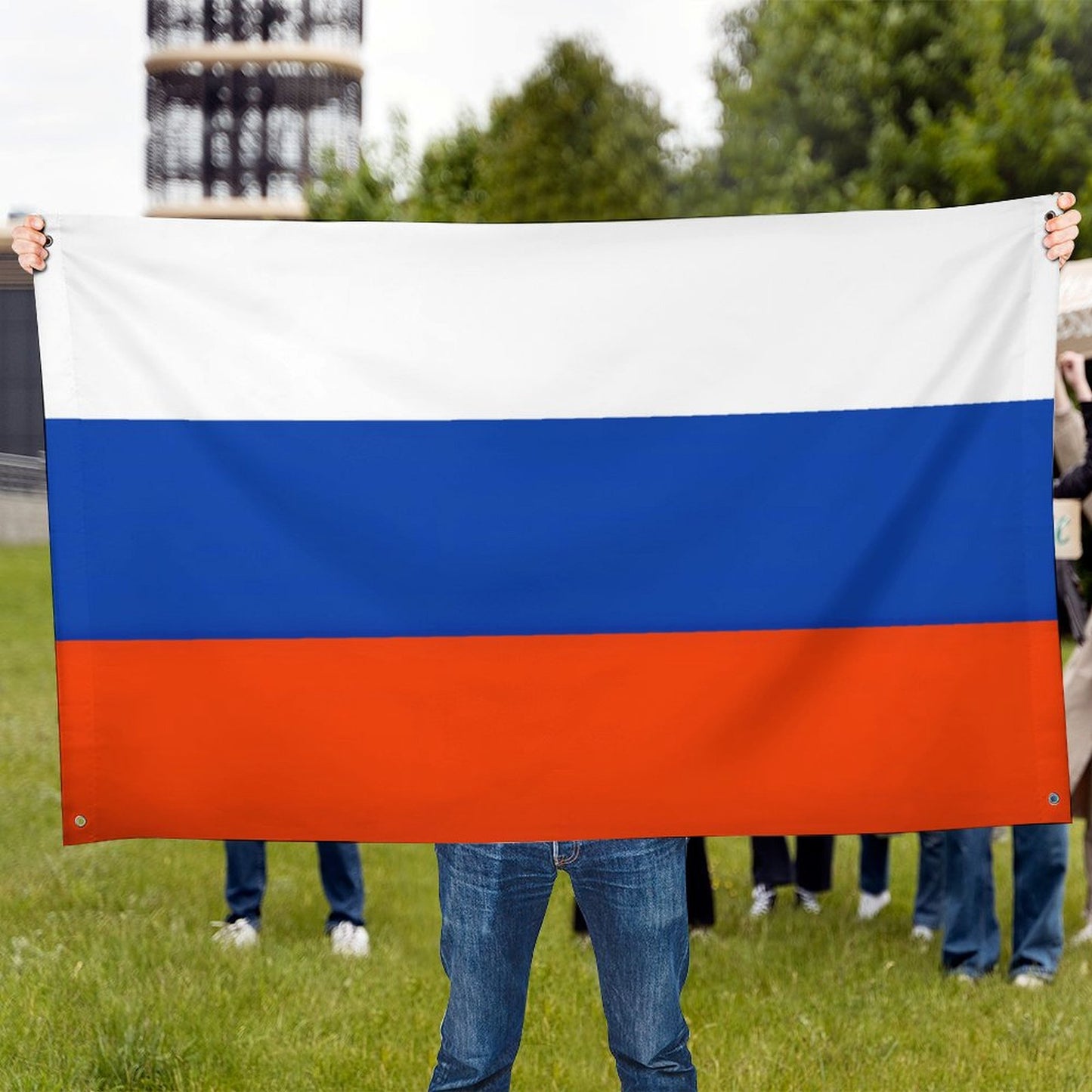 Russia Flag Inspired Wall Mount Flag with Four Grommets (35x59 in)