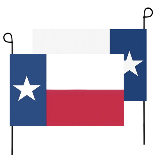 Texas-themed garden flags featuring star design by Luv My Flag.