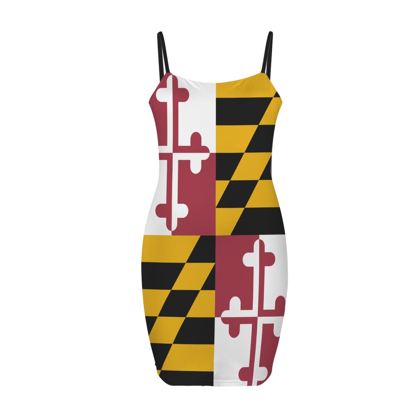 Maryland Flag Inspired Backless Spaghetti Strap Bodycon Dress