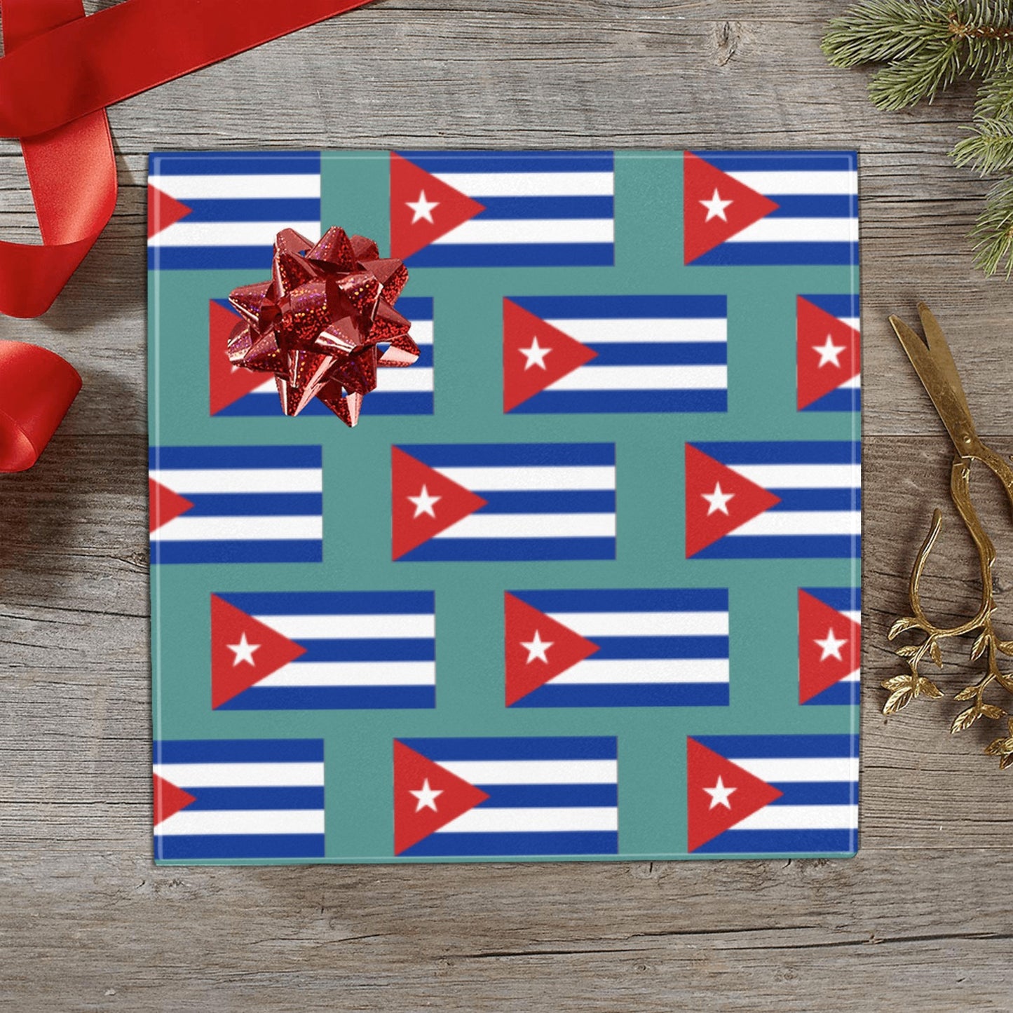 Cuba Flag Inspired Custom Gift Wrapping Paper 58"x 22.5" (4 Rolls)