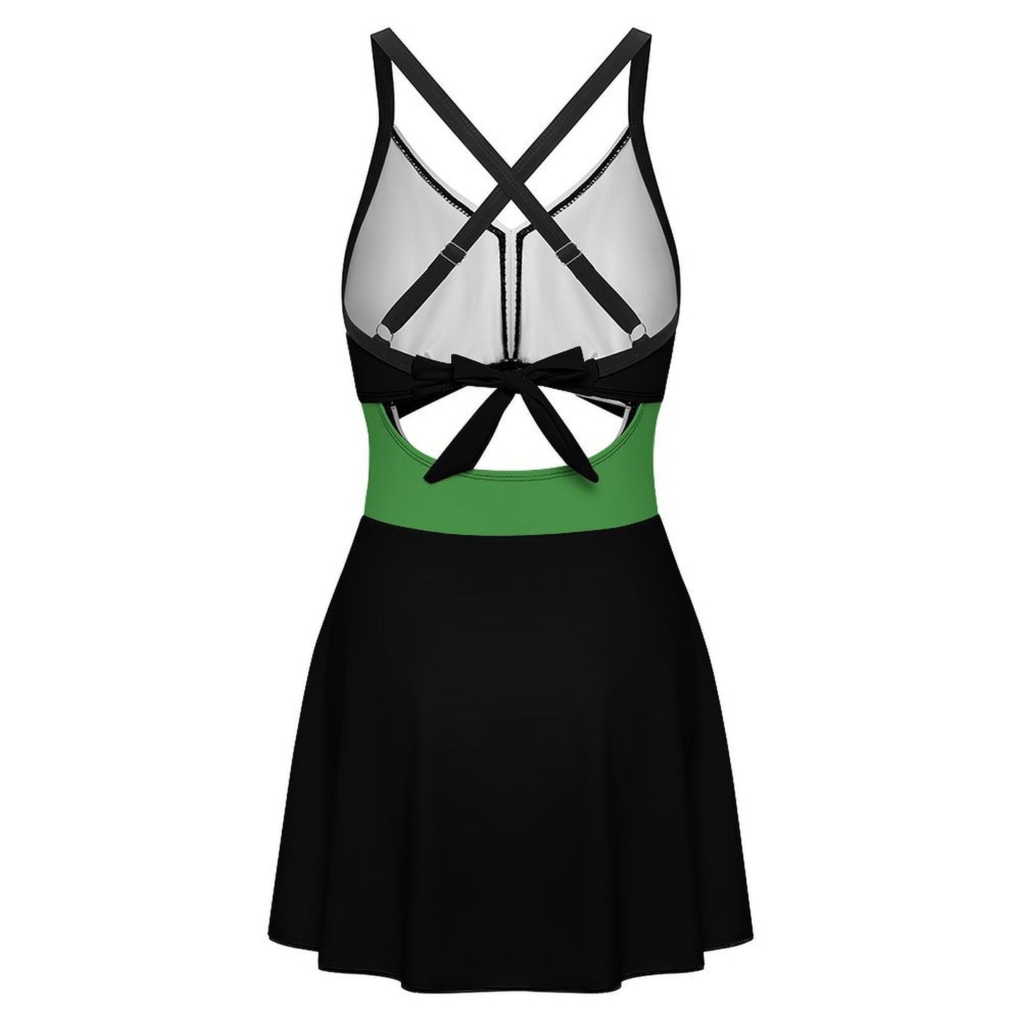 Thin Green Line Flag Inspired Style-2 Women's V-neck One-piece Swimsuit with Cutout