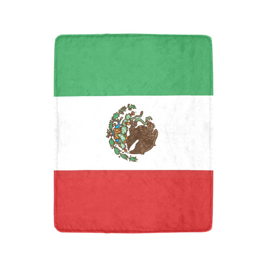 Luv My Flag Mexican flag-themed blanket with emblem design.