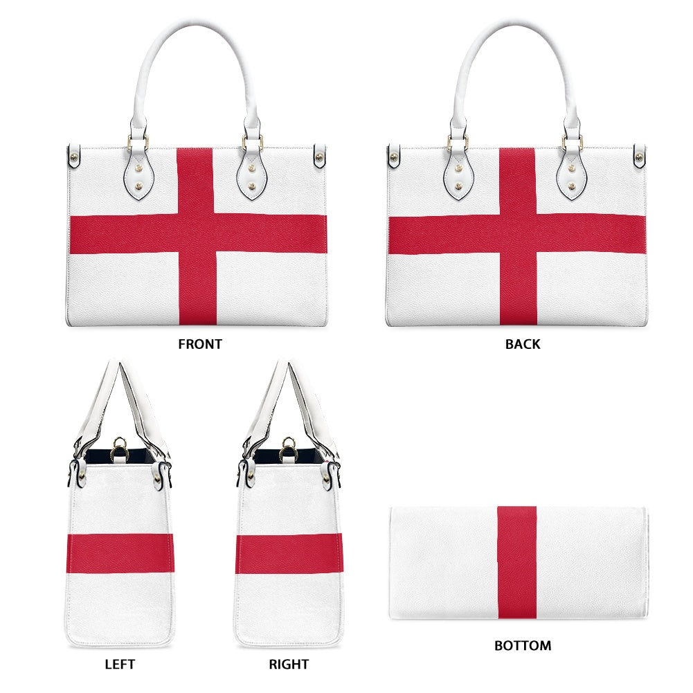 [Brand] handbag with English flag design, various angles shown.