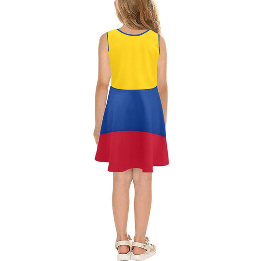 Colombia Flag Inspired Girls' Sleeveless Sundress | Ships from USA