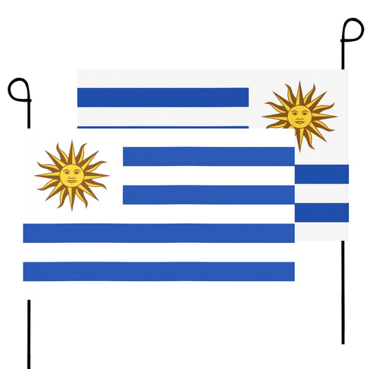 [Luv My Flag] garden flag featuring Uruguay's national design.