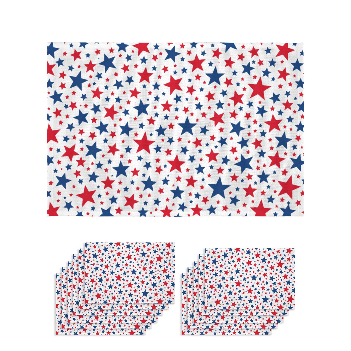 USA/American Flag Inspired Red and Blue Stars Random Pattern Placemat Sets 18”x12” 4, 6, 8, or 12 Pack | Printed in the USA