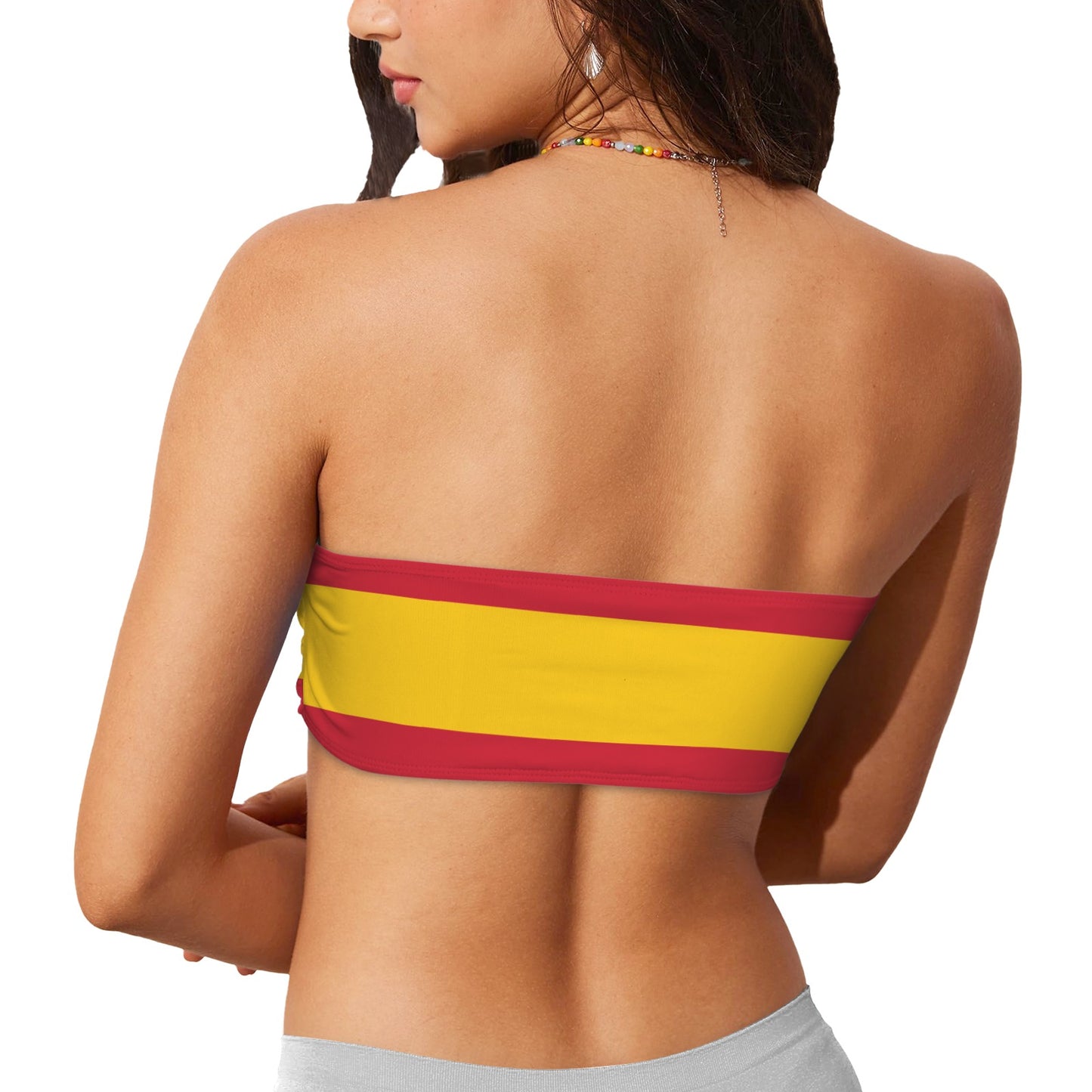 Spain Flag Inspired Bandeau Tube Bikini Top