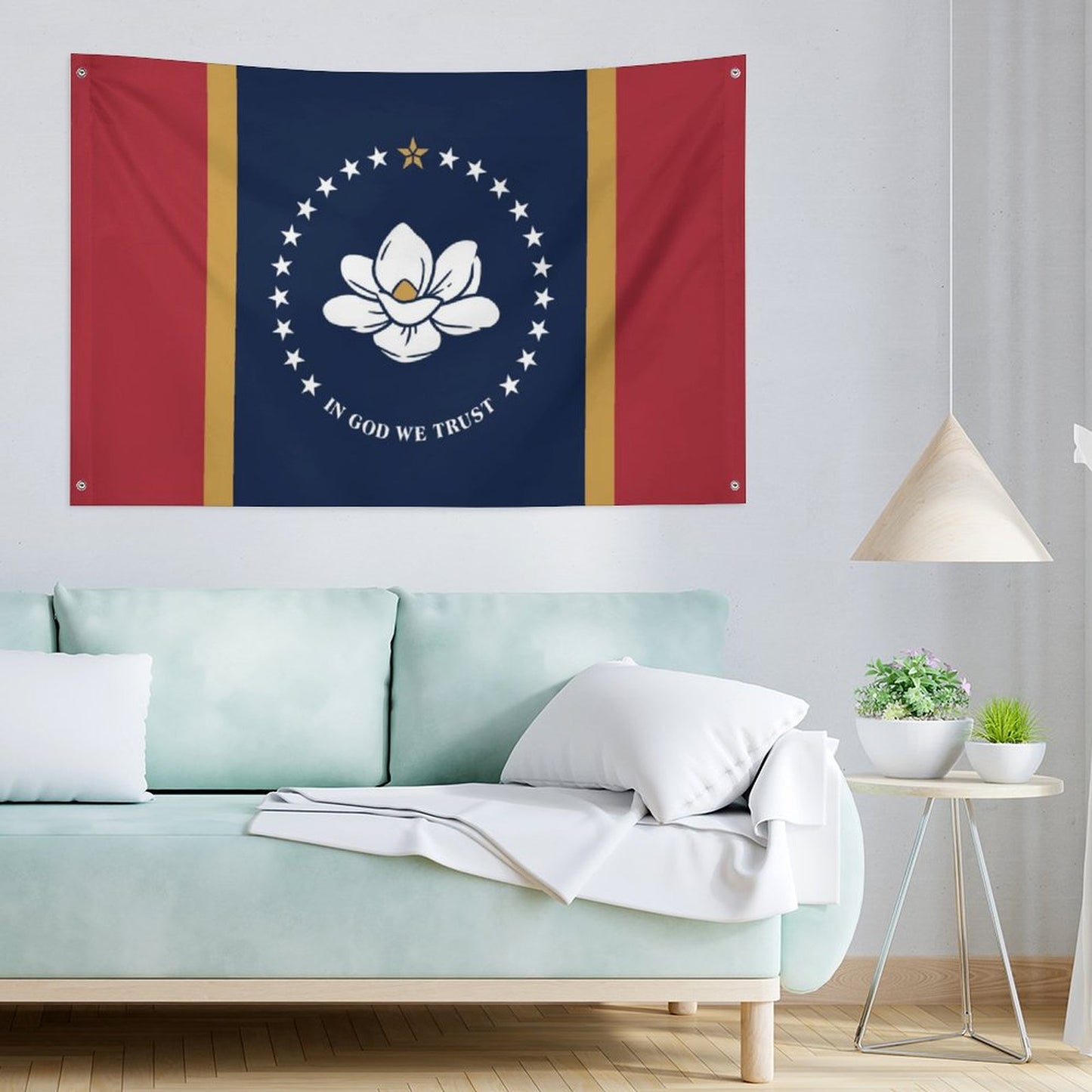Mississippi (current) Flag Inspired Wall Mount Flag with Four Grommets (35x59 in)