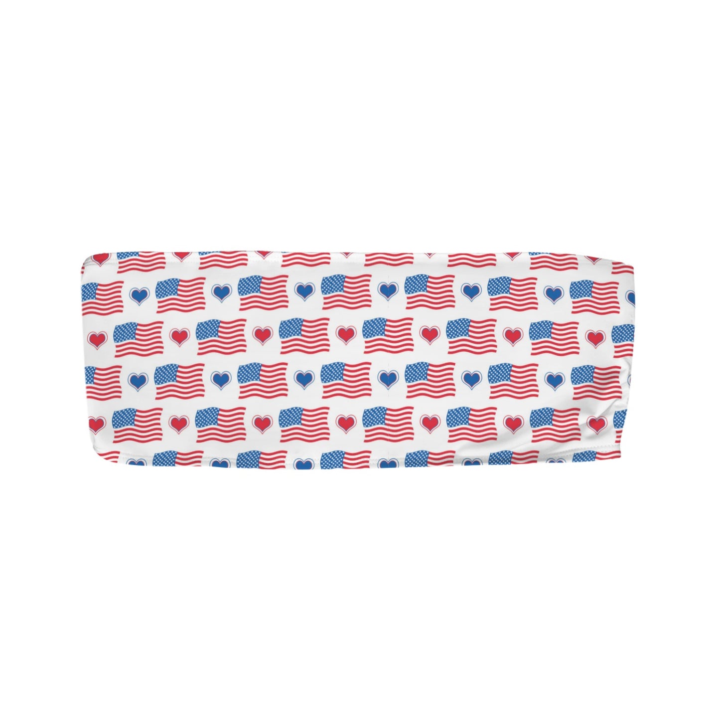 USA/American Flag Inspired Flag and Hearts Pattern Flag Inspired Bandeau Tube Bikini Top