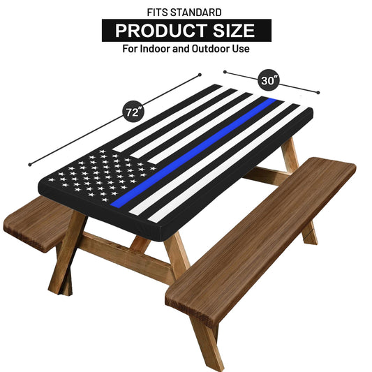 Thin Blue Line Flag Picnic Table Cover (72" x 30") (Made in the USA)