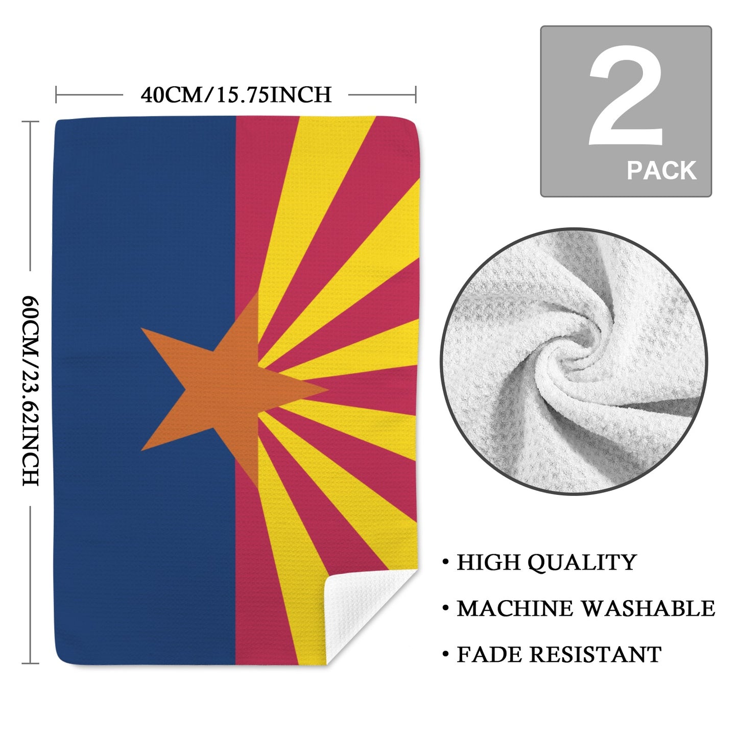 Arizona Flag Inspired Kitchen Towel 40X60cm (Pack of 2) (Made in the USA)
