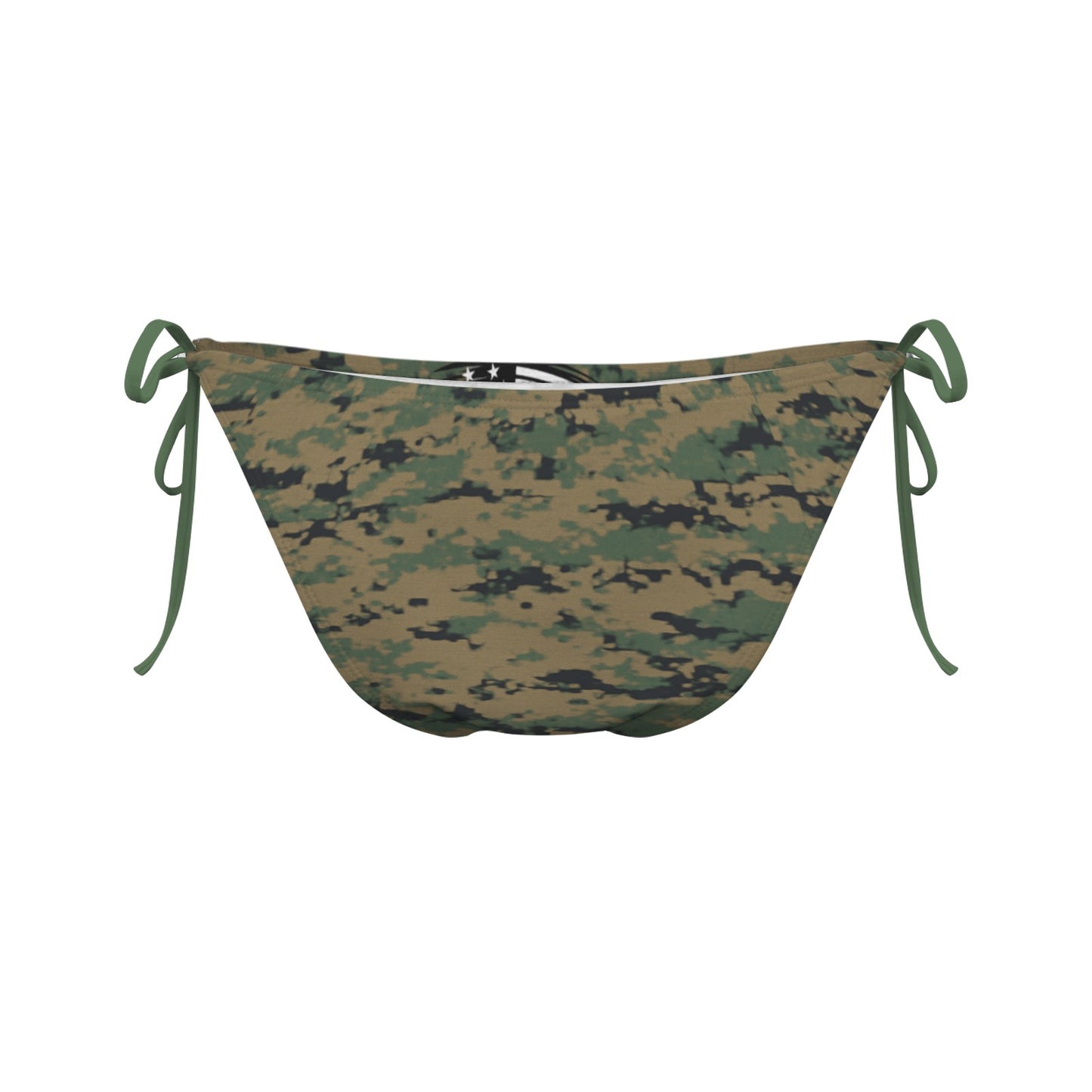 Thin Green Line Flag Inspired Eagle on Digital Camo Sexy Halter Bikini Bottom