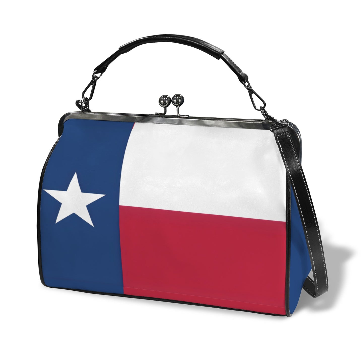 Texas Flag Inspired Kisslock Crossbody Shoulder Bag-Large