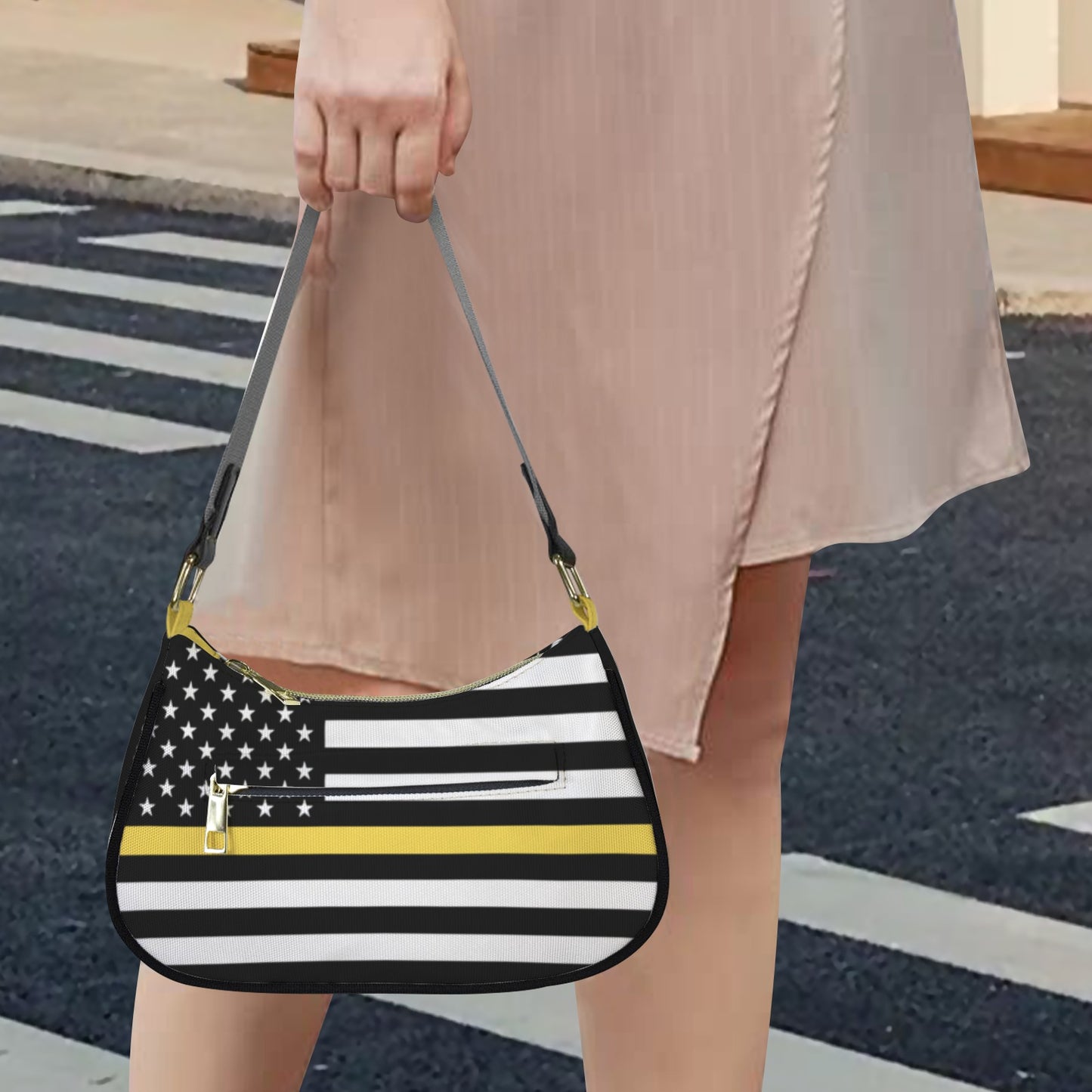 Thin Gold Line Flag Inspired Women's Shoulder Bag