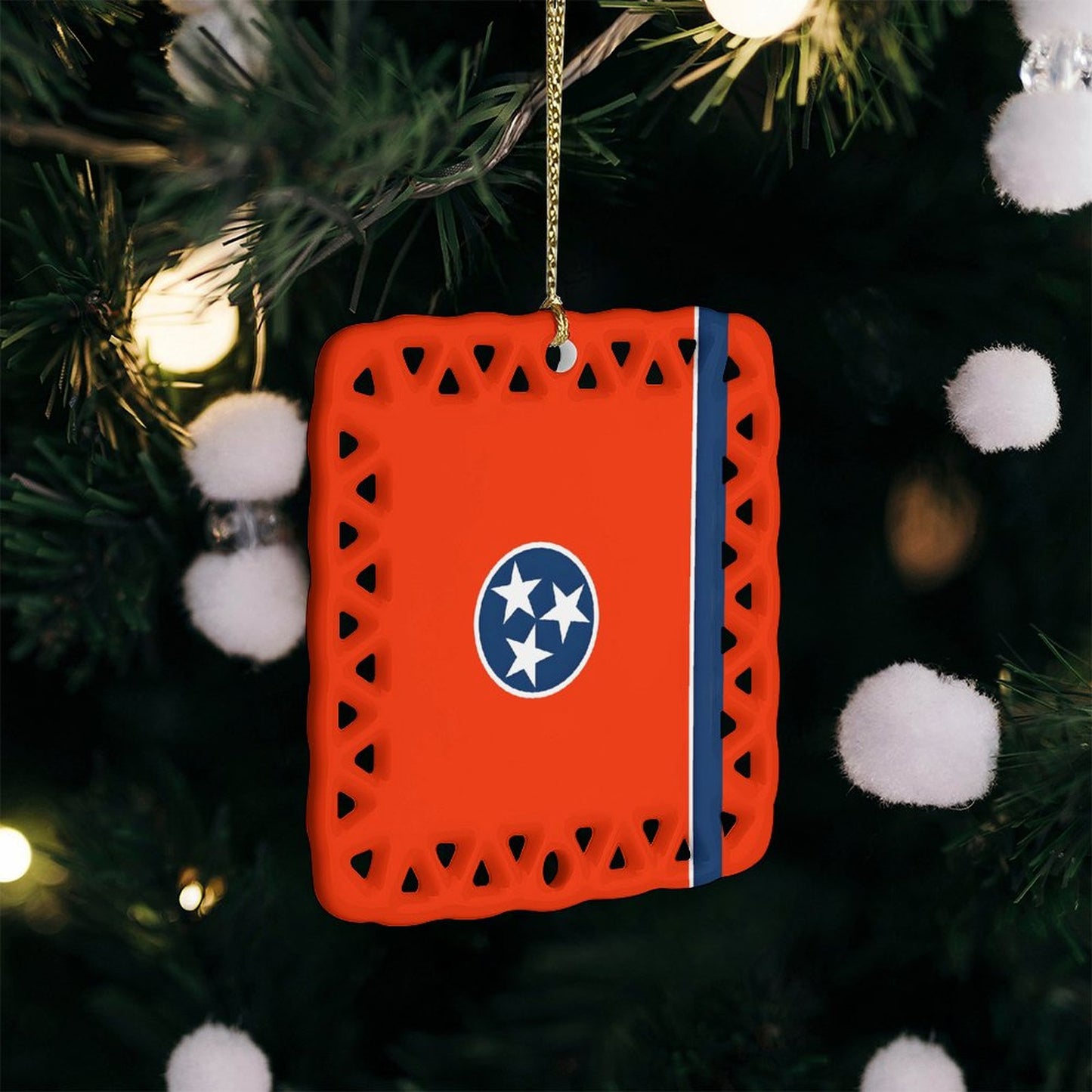 Tennessee Flag Inspired Square Ceramic Ornament Made in the USA