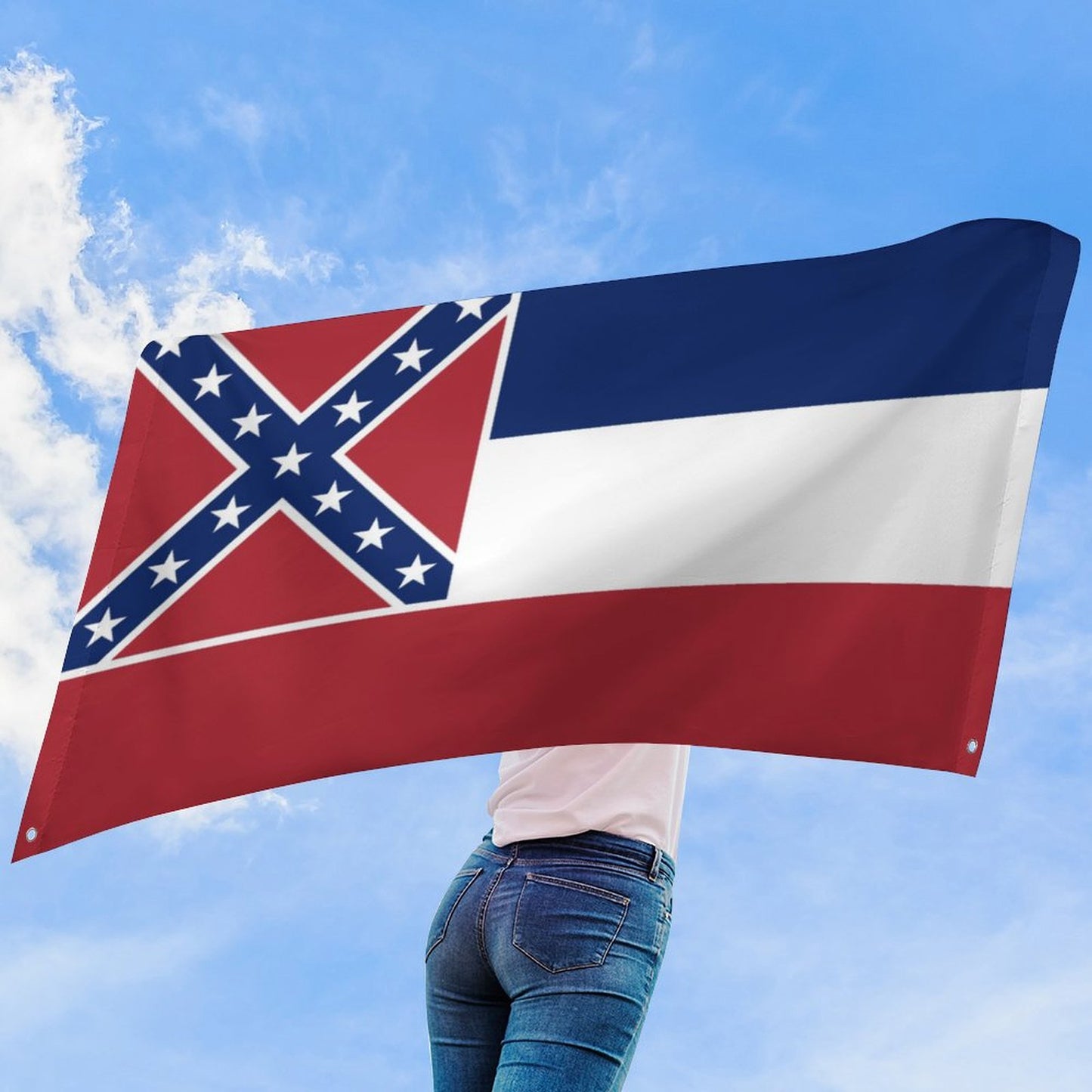 Mississippi (retired) Flag Inspired Wall Mount Flag with Four Grommets (35x59 in)