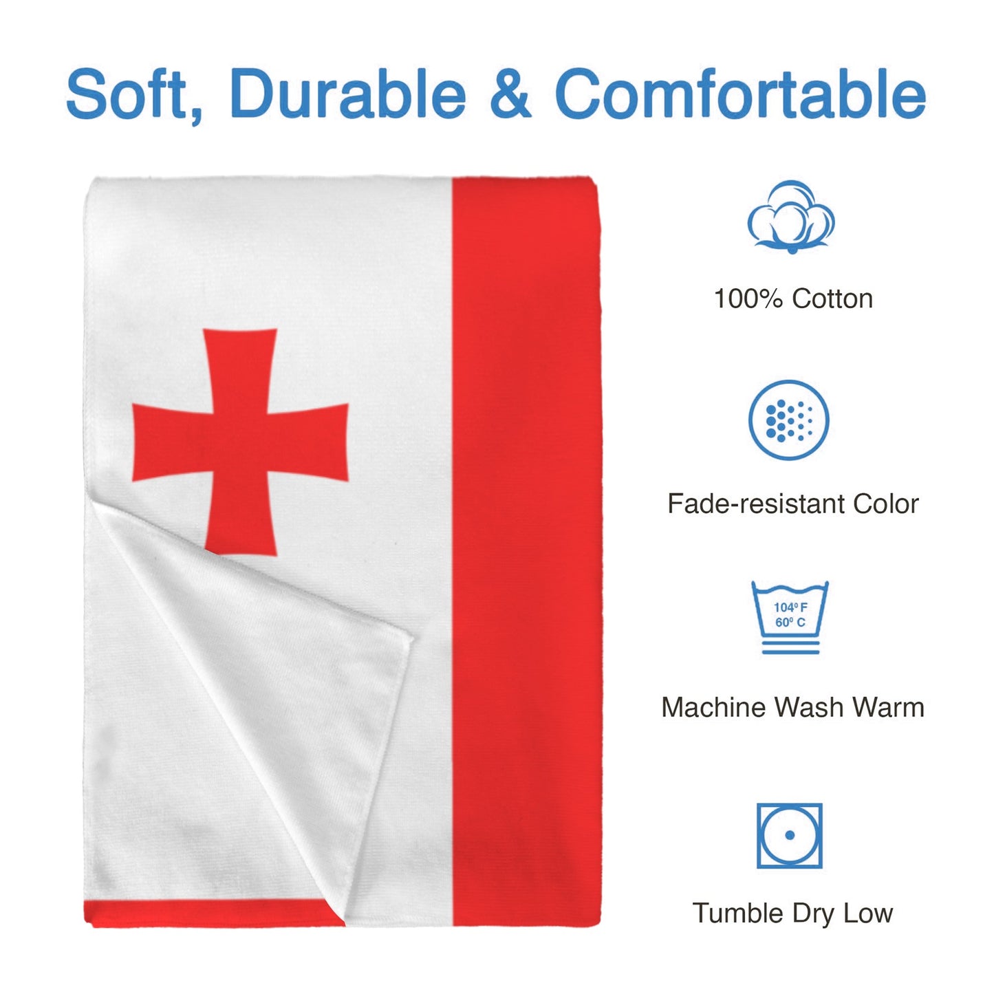 Georgia Flag Inspired Custom Bath Towel 29"x58"(Made in USA)