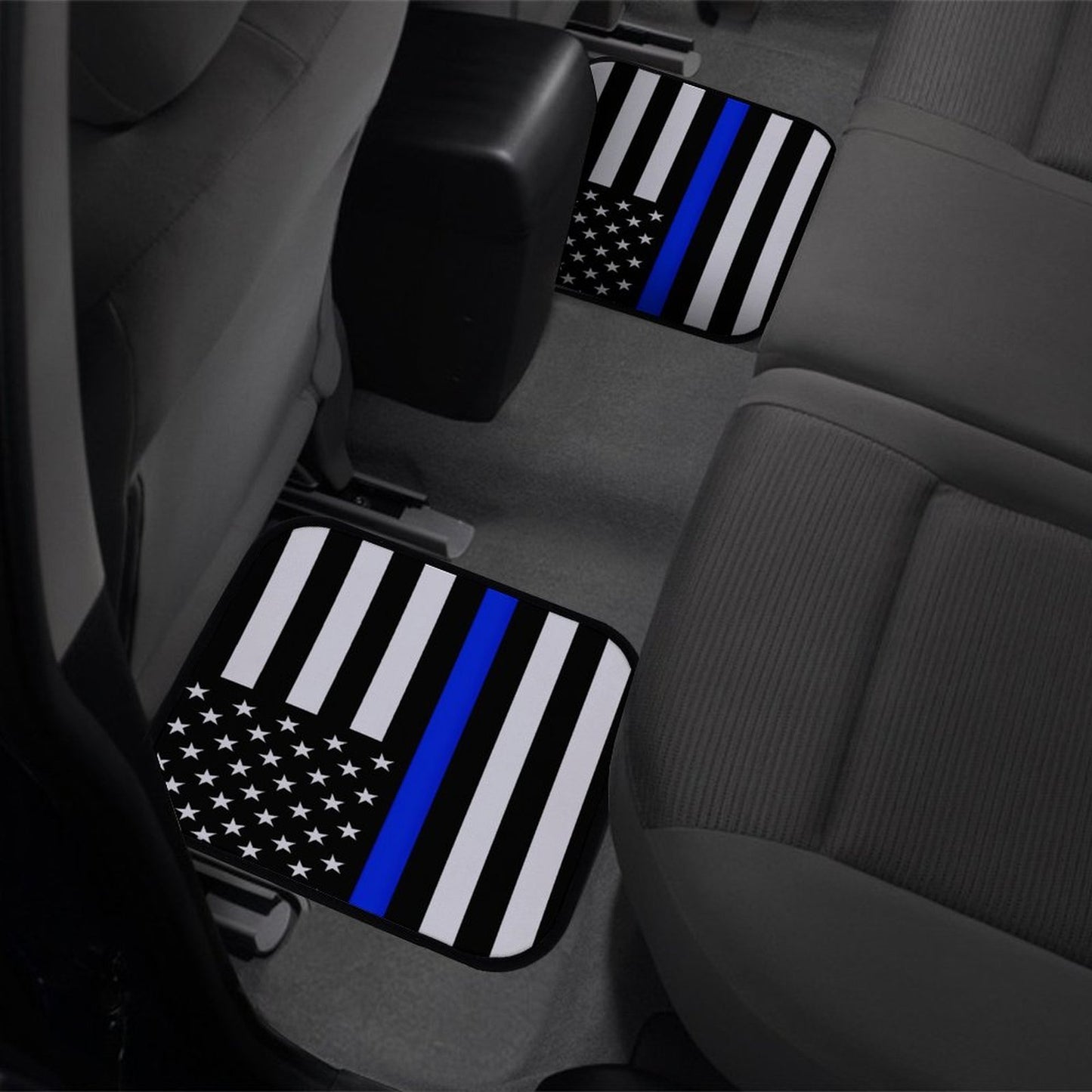 Thin Blue Line Flag Inspired Car Floor Mats(4pcs)