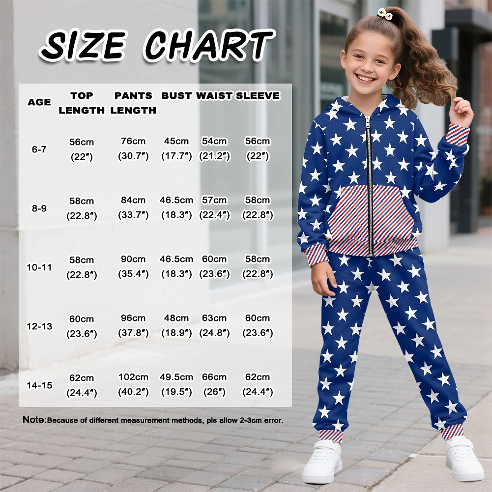 USA/American Flag Inspired Unisex Kid's Zippered Sportswear Suit