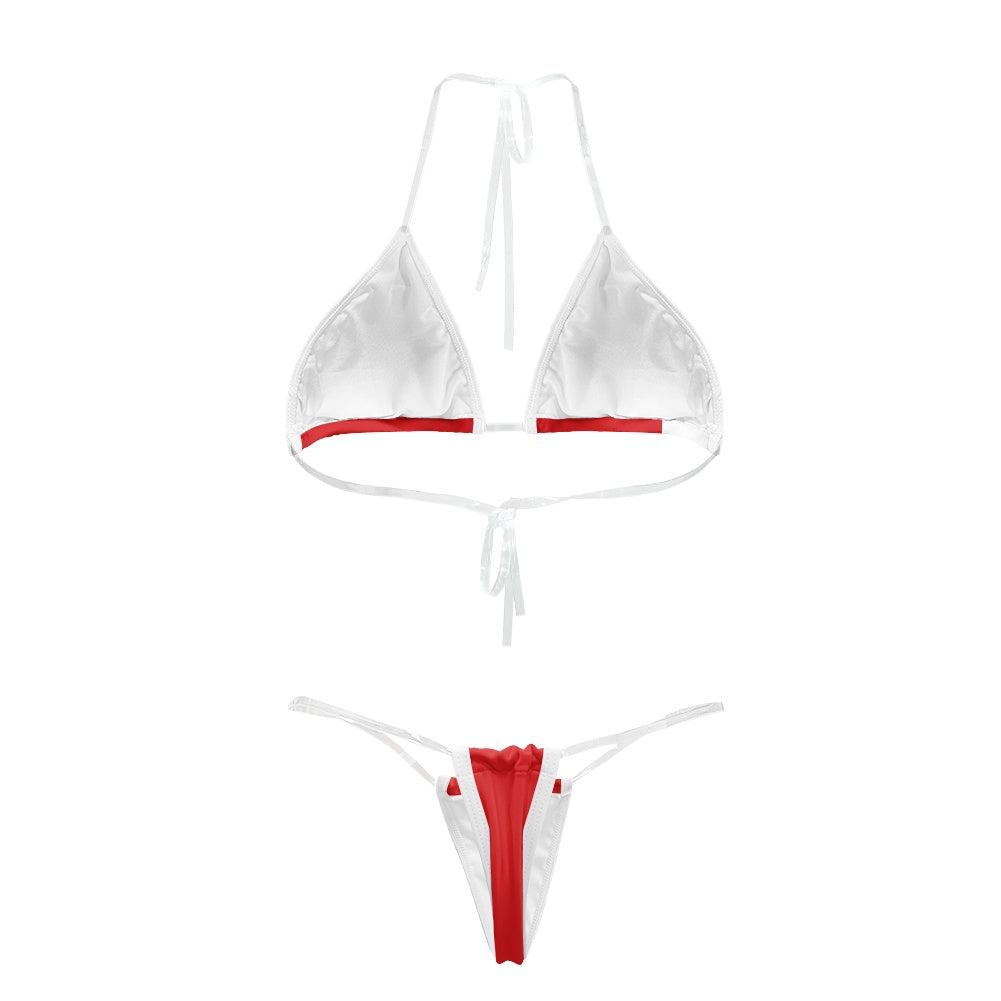 Czechia Flag Inspired Transparent String Bikini