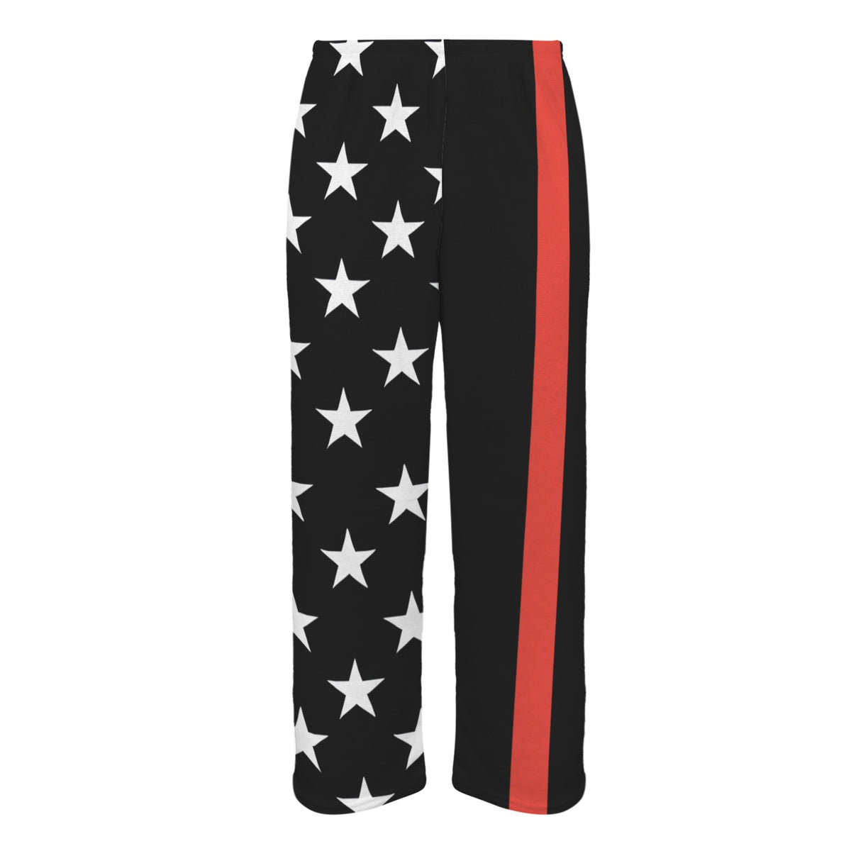 Thin Red Line Flag Inspired Style-2 Men's Flannel Pajama Trousers Printed in the USA