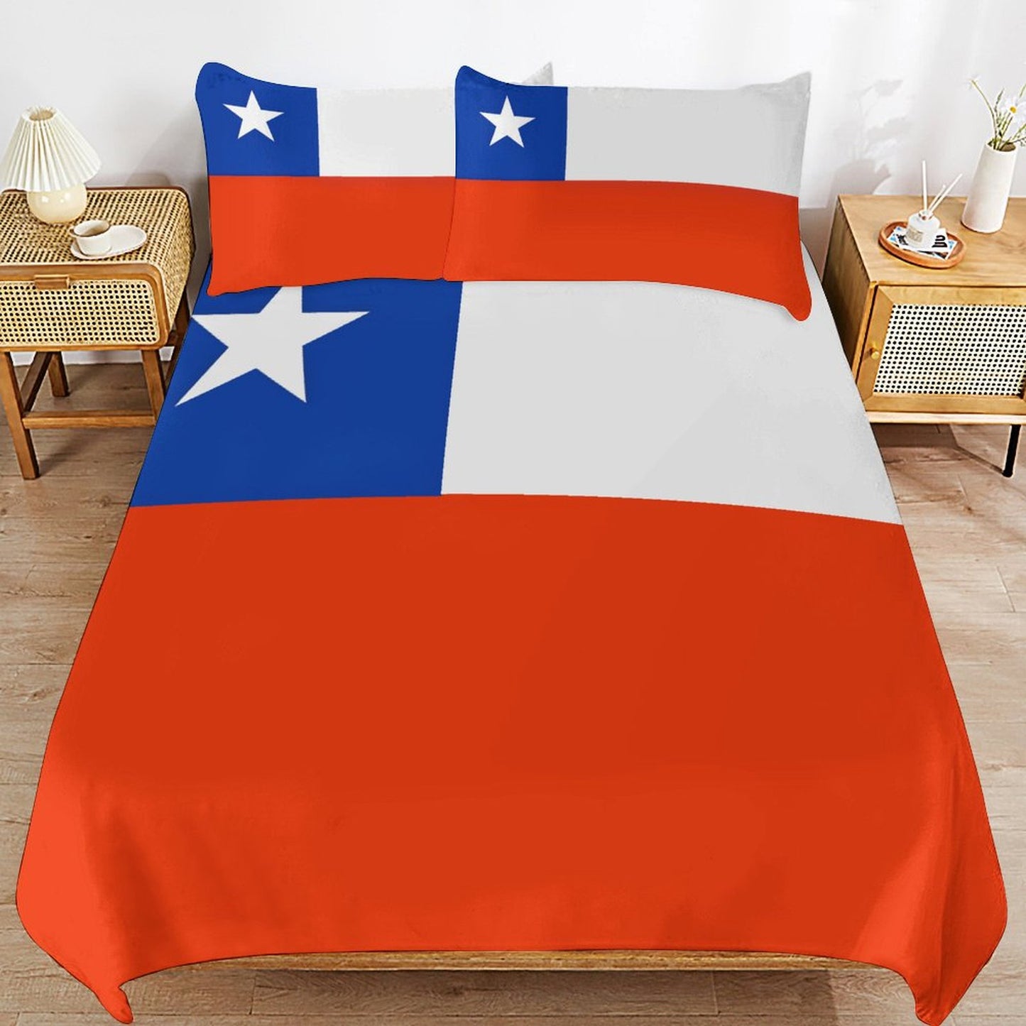 Chile Flag Inspired 3-Piece Bedding Set (1 Duvet Cover + 2 Pillow Shams) – 102"×90"