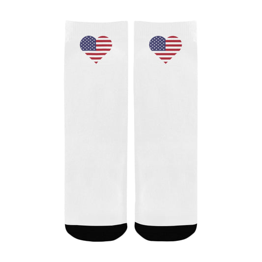 USA/American Flag Inspired Heart Kid's Custom Socks (Made in the USA)