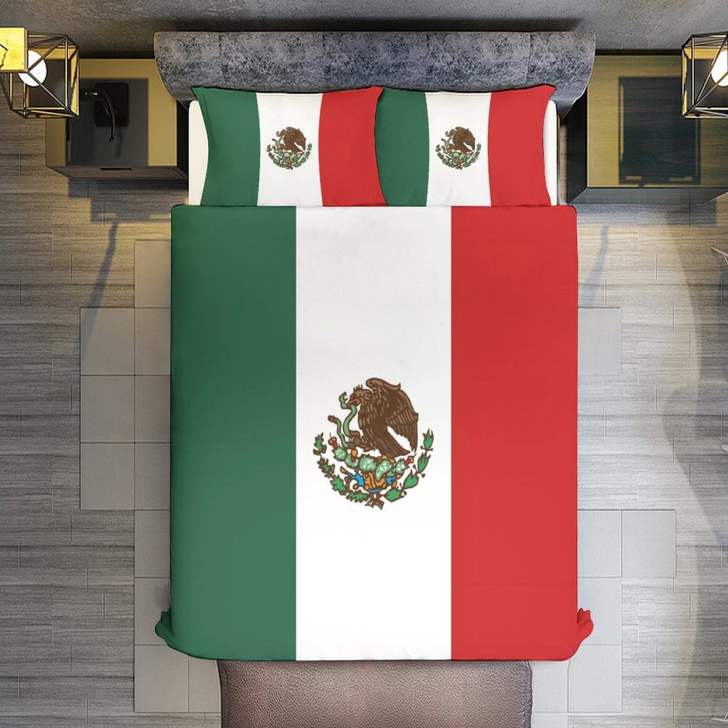 Mexico Flag Inspired 3-Piece Bedding Set (1 Duvet Cover + 2 Pillow Shams) – 102"×90"