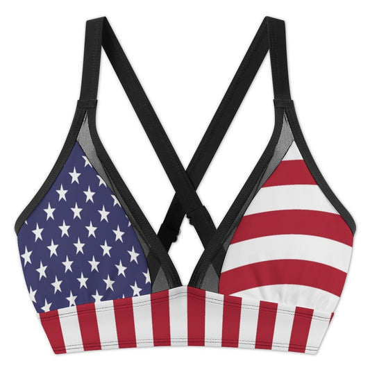 USA/American Flag Inspired Women's Mesh Drawstring Skirt and Swimsuit Set Style-3