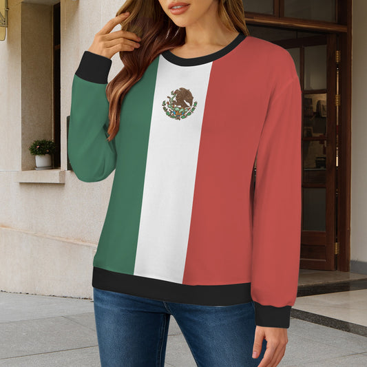 Mexico Flag Inspired Women's Crew Neck Sweater Printed in the USA
