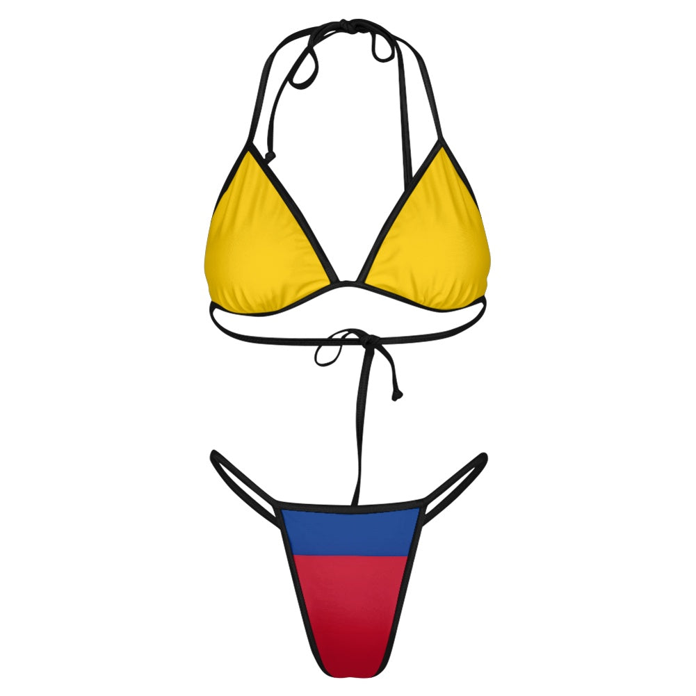 Colombia Flag Inspired Women's Triangle Bikini with Thong Bottom