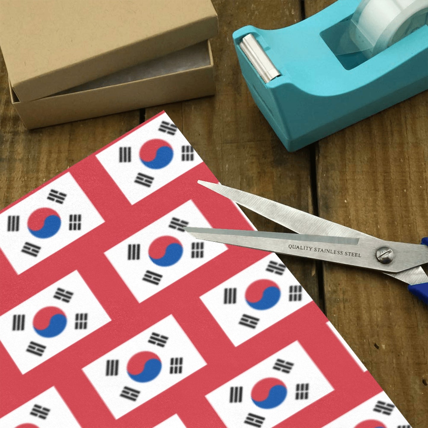 South Korea Flag Inspired Custom Gift Wrapping Paper 58"x 22.5" (4 Rolls)