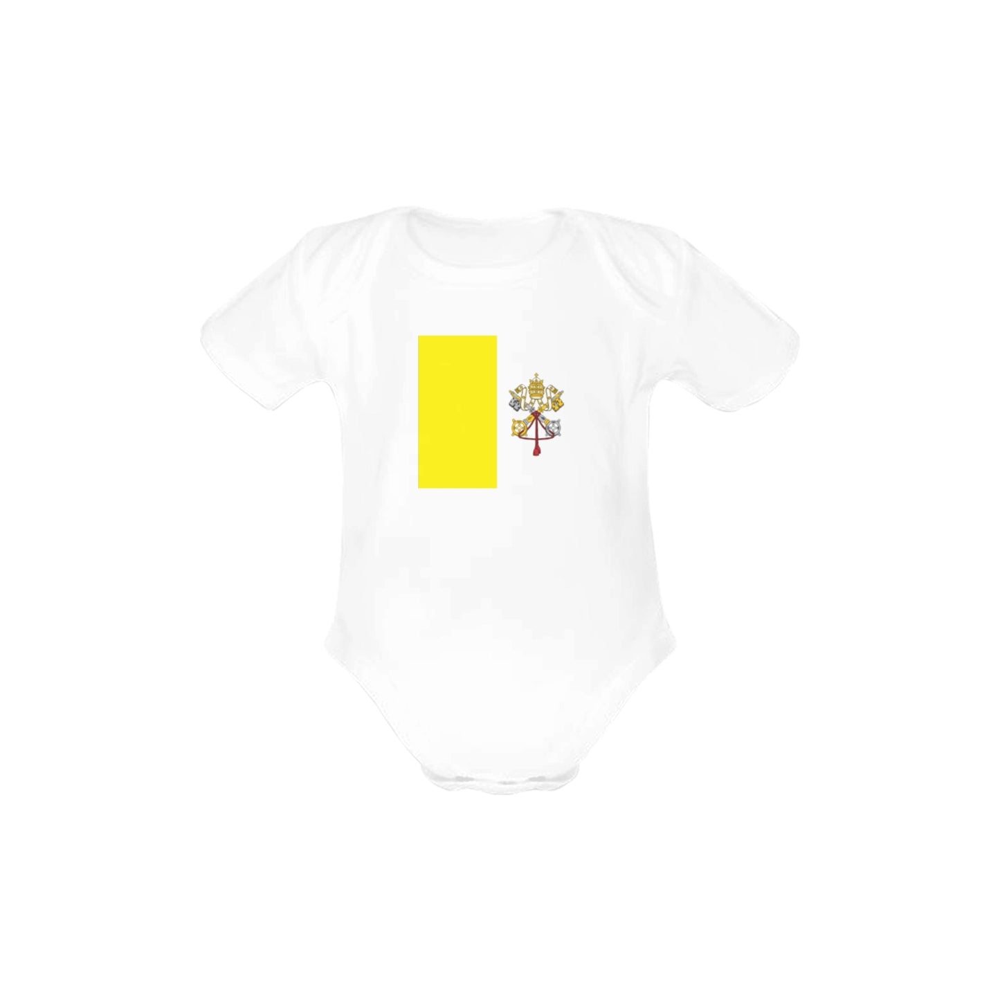 Vatican City Flag Baby Short Sleeve Unisex Bodysuits（Made in USA）